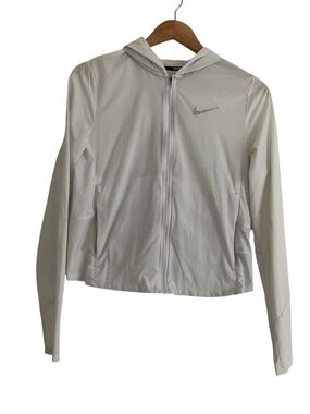 Nike Women's Running Shield  Jacket  Sz S White Packable Windbreaker Gorpcore